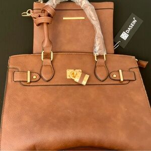 DASEIN Brown Structured Tote Bag with Matching Wallet – New with Tags